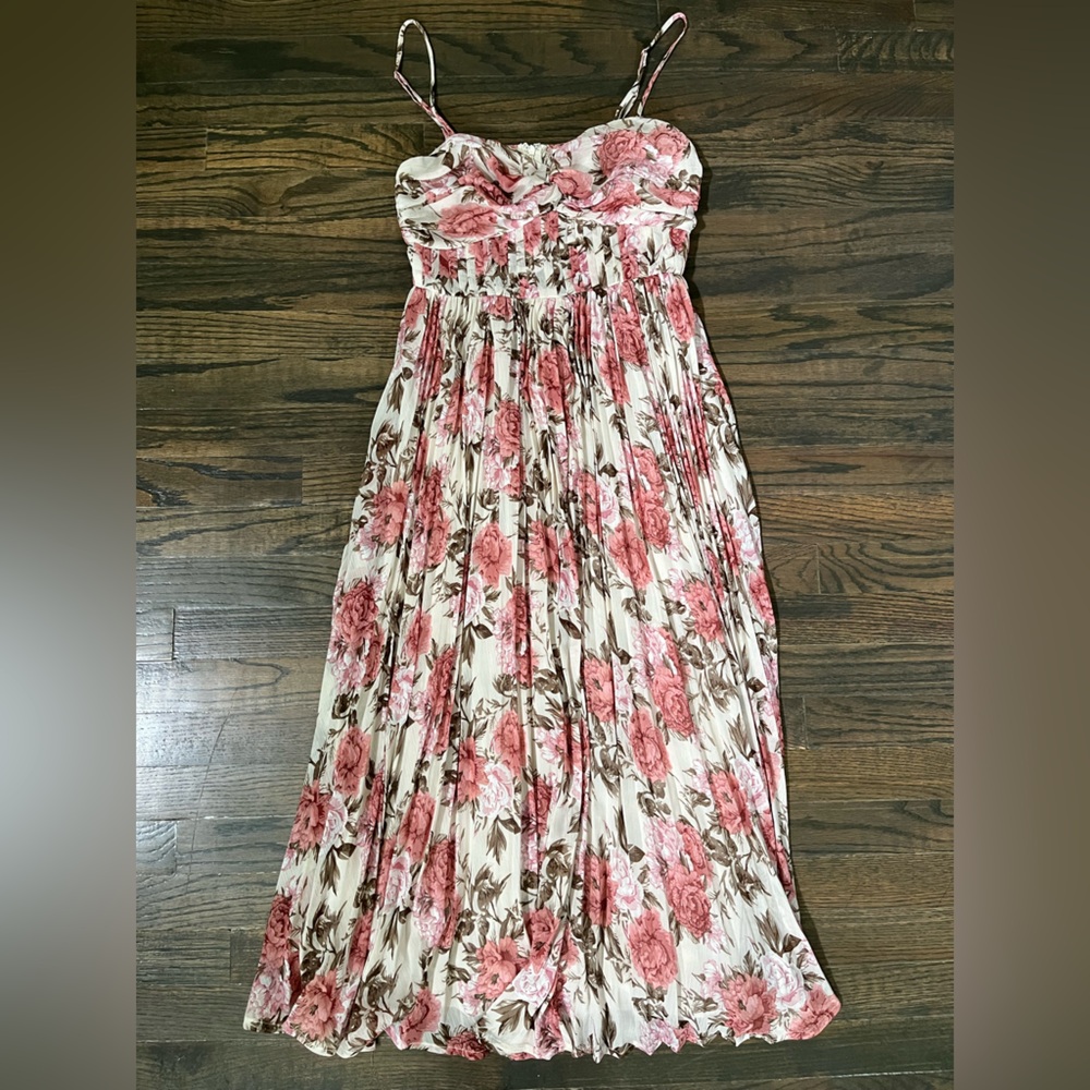 Storia floral pleated midi dress (SZ S)
